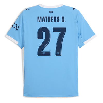 Manchester City Home Jersey 2025/26 With MATHEUS N. 27 Printing