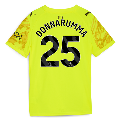 Kids' Manchester City Goalkeeper Jersey 2025/26 With DONNARUMMA 25 Printing