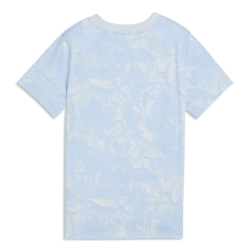 MCFC LW KIDS FTBLCULTURE TEE AOP - Sea Glass-Tropical Blue