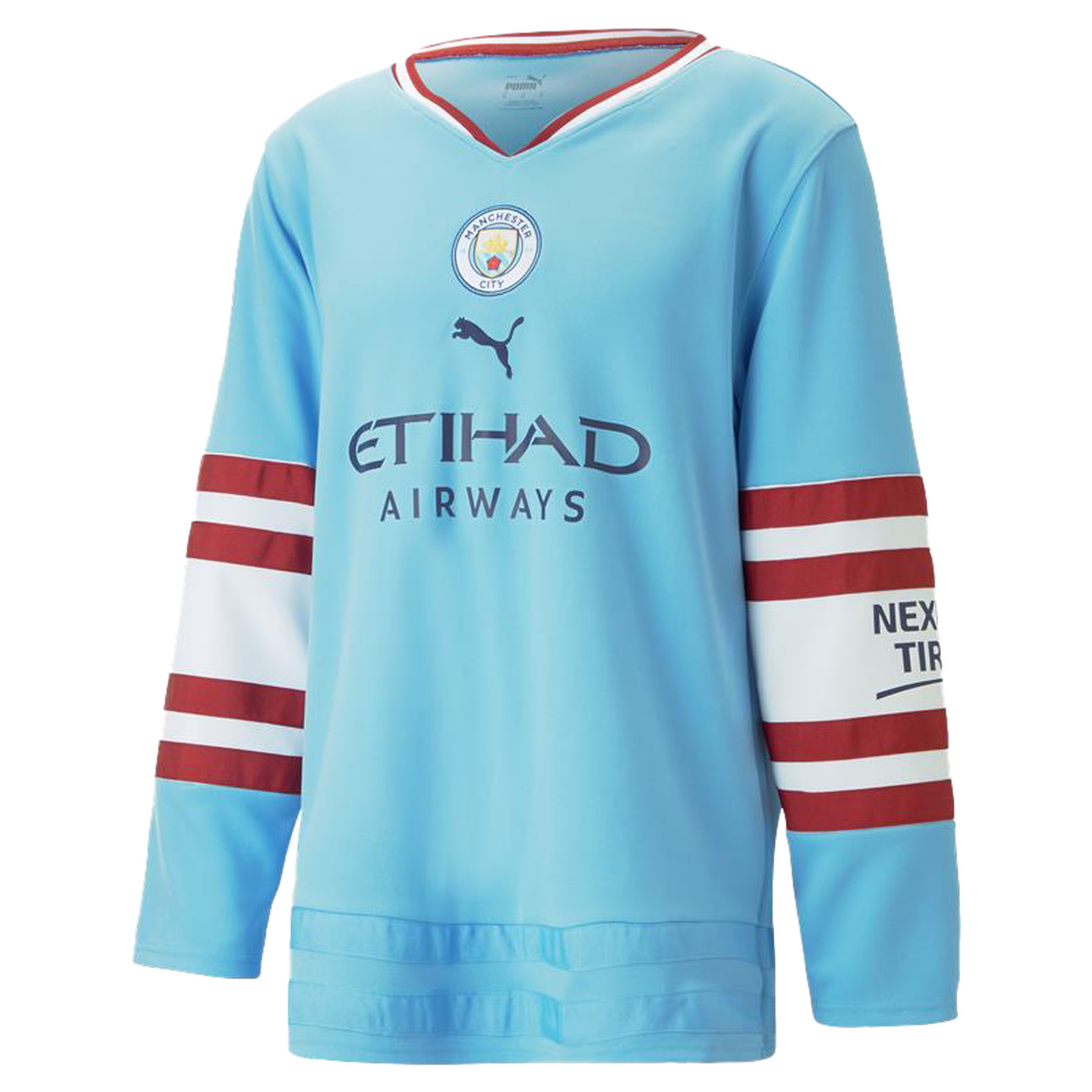 Manchester City Puma 2023/24 Home Replica Custom Long Sleeve Jersey Sky