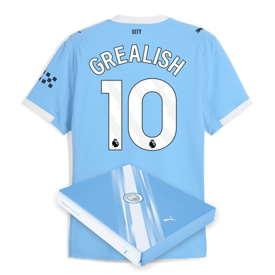 Maglia Home Authentic Manchester City 2025/26 con stampa GREALISH 10 in confezione regalo