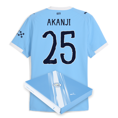 Manchester City Authentic Heimtrikot 2025/26 mit AKANJI 25 Aufdruck in Geschenkbox