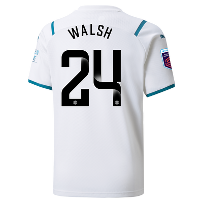 Kids Manchester City Away Shirt 21/22 with Keira Walsh printing