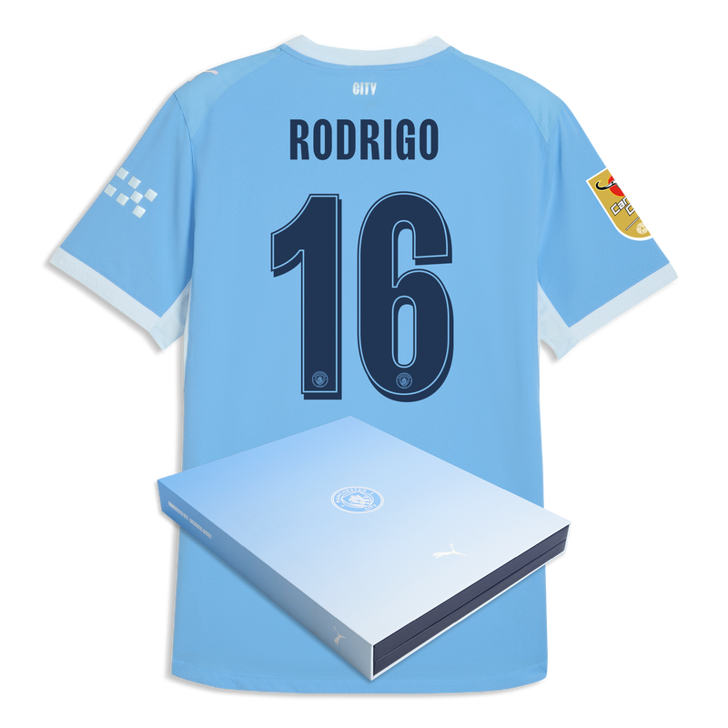 Man City Home Authentic Jersey 2026/27 With RODRIGO 16 Printing in Gift Box  blue-icy blue - Size S from polyester for males