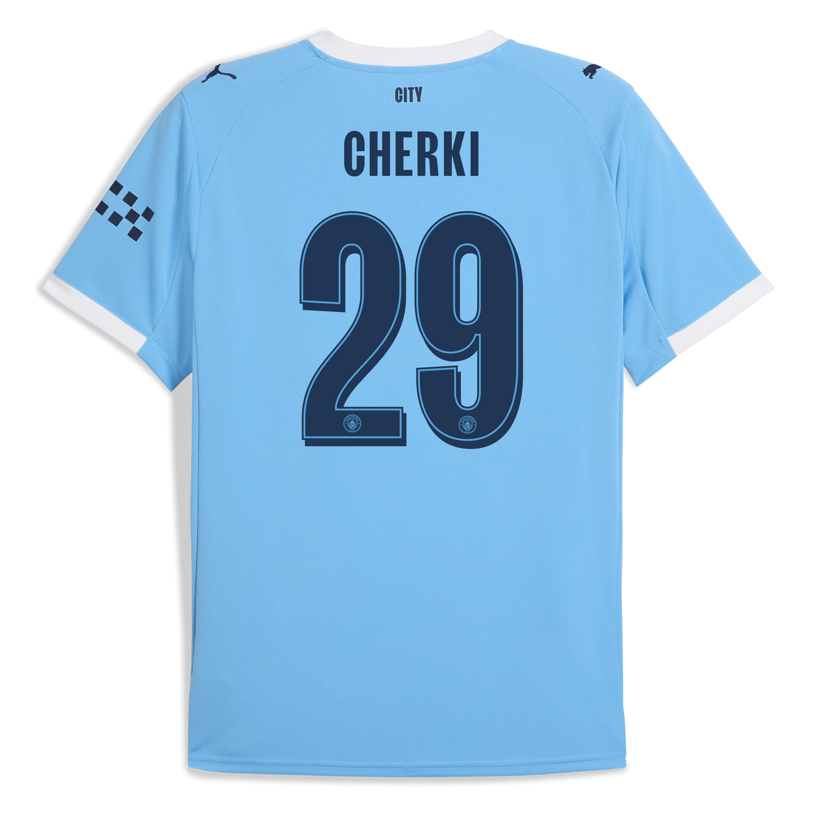 Kids' Manchester City Home Jersey 2025/26 With CHERKI 29