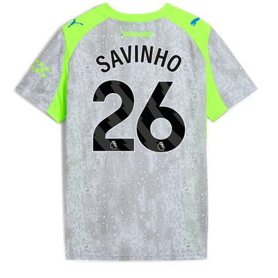 Kids' Manchester City Third Jersey 2025/26 With SAVINHO 26 Printing