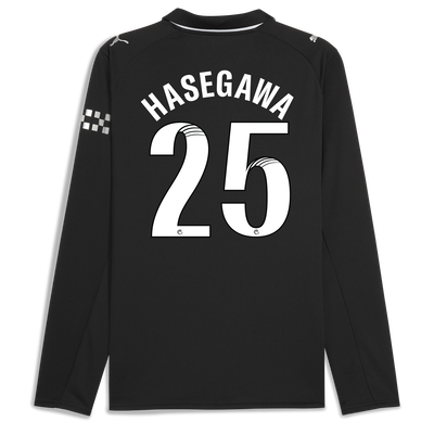 Manchester City Away Jersey 2025/26 Long Sleeve With HASEGAWA 25 Printing