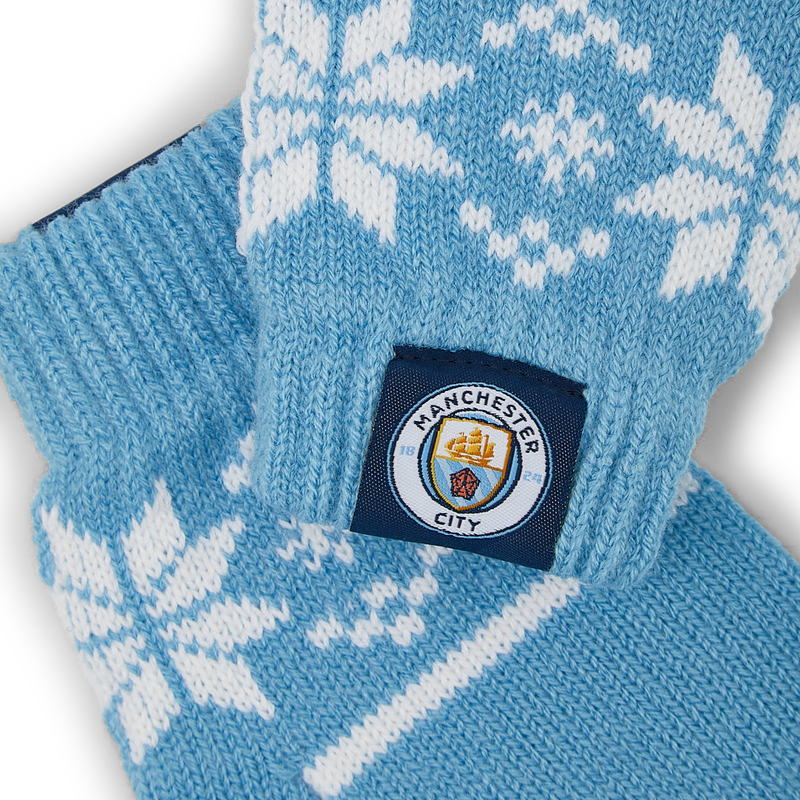 MCFC FW KIDS FAIRISLE MITTENS - blue