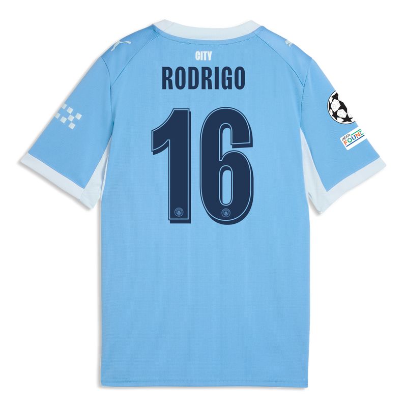 Kids' Man City Home Jersey 2026/27 With RODRIGO 16 Printing  blue-icy blue - Check out all Manchester City t-shirts online