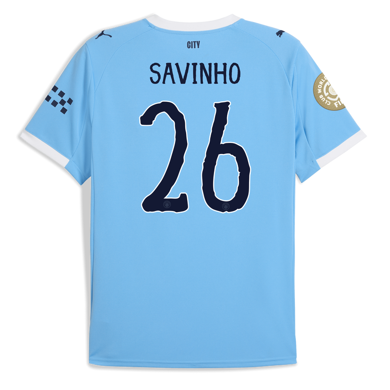 Man City Home Jersey 2025/26 With SAVINHO 26 Printing  blue - Check out all Manchester City t-shirts online - Official Manchester City FC store