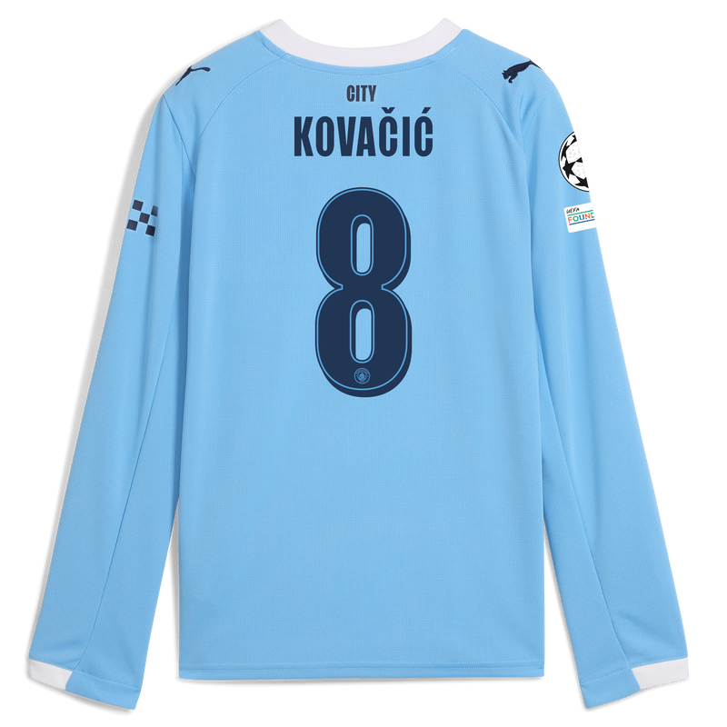 Kids' Man City Home Jersey 2025/26 Long Sleeve With KOVAČIĆ 8 Printing  blue - Check out all Manchester City t-shirts online