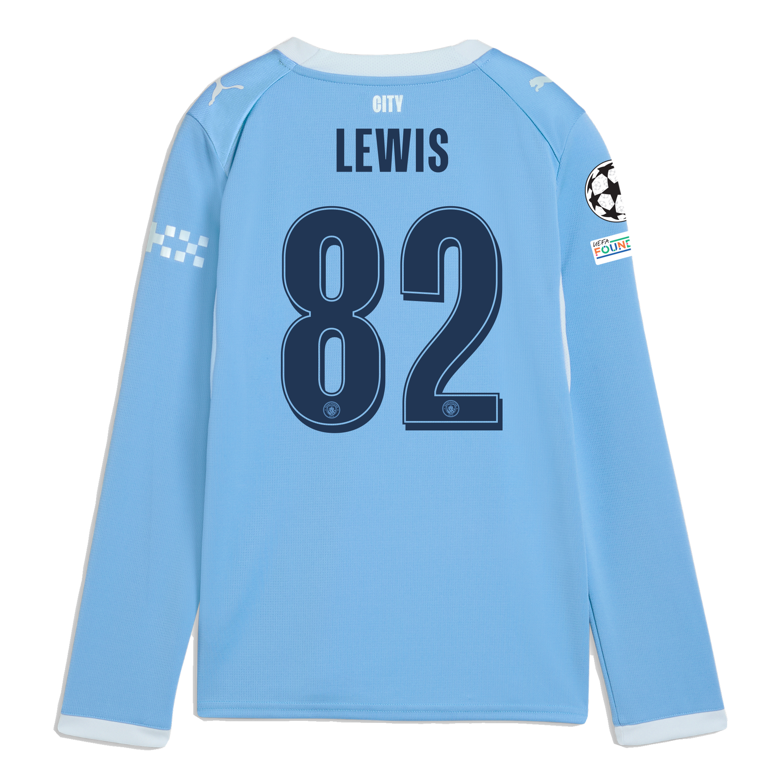 Kids' Manchester City Home Jersey 2026/27 Long Sleeve With LEWIS