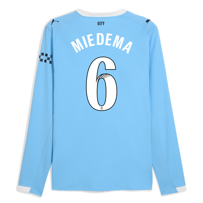 Manchester City Home Authentic Jersey 2025/26 Long Sleeve With MIEDEMA 6 Printing