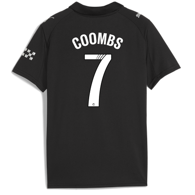 Kids' Manchester City Away Jersey 2025/26 With COOMBS 7 Printing