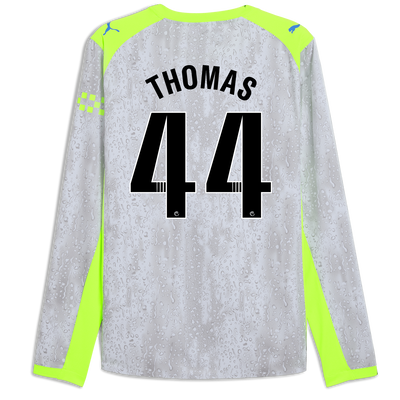 Manchester City Third Authentic Jersey 2025/26 Long Sleeve With THOMAS 44 Printing