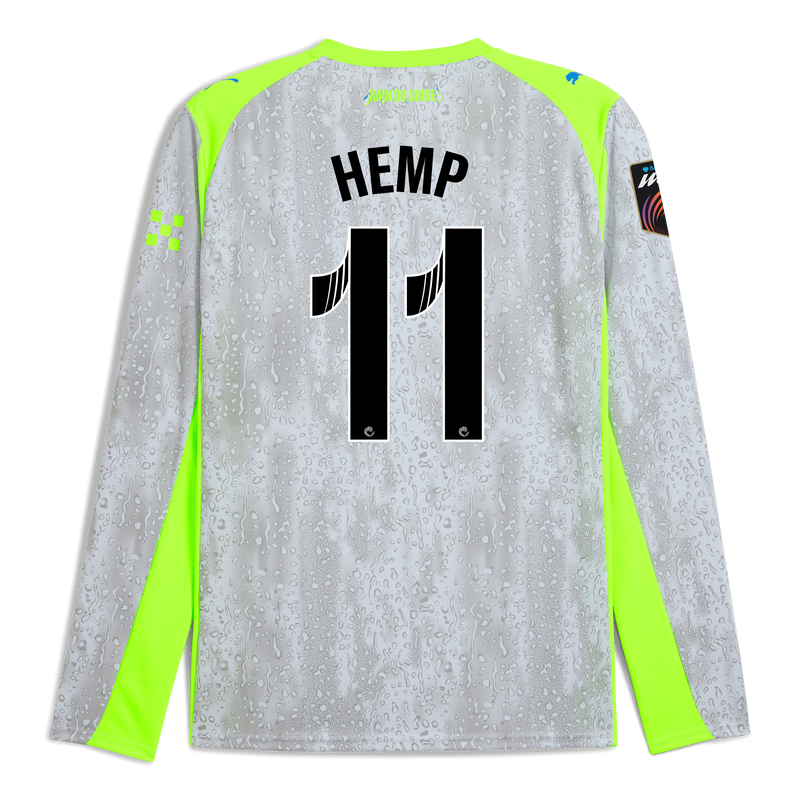 Man City 3rd Jersey 2025/26 Long Sleeve With HEMP 11 Printing blue - Check out all Manchester City t-shirts online - Official Manchester City FC store