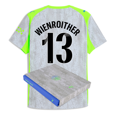 Maillot third authentique de Manchester City 2025/26 avec impression WIENROITHER 13 dans une boîte cadeau
