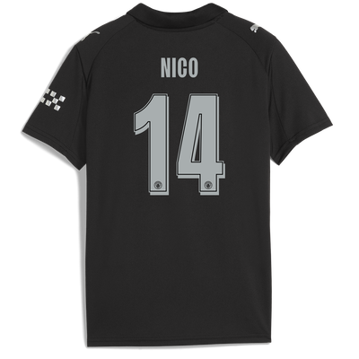 Kinder Manchester City Auswärtstrikot 2025/26 Mit NICO 14 Druck