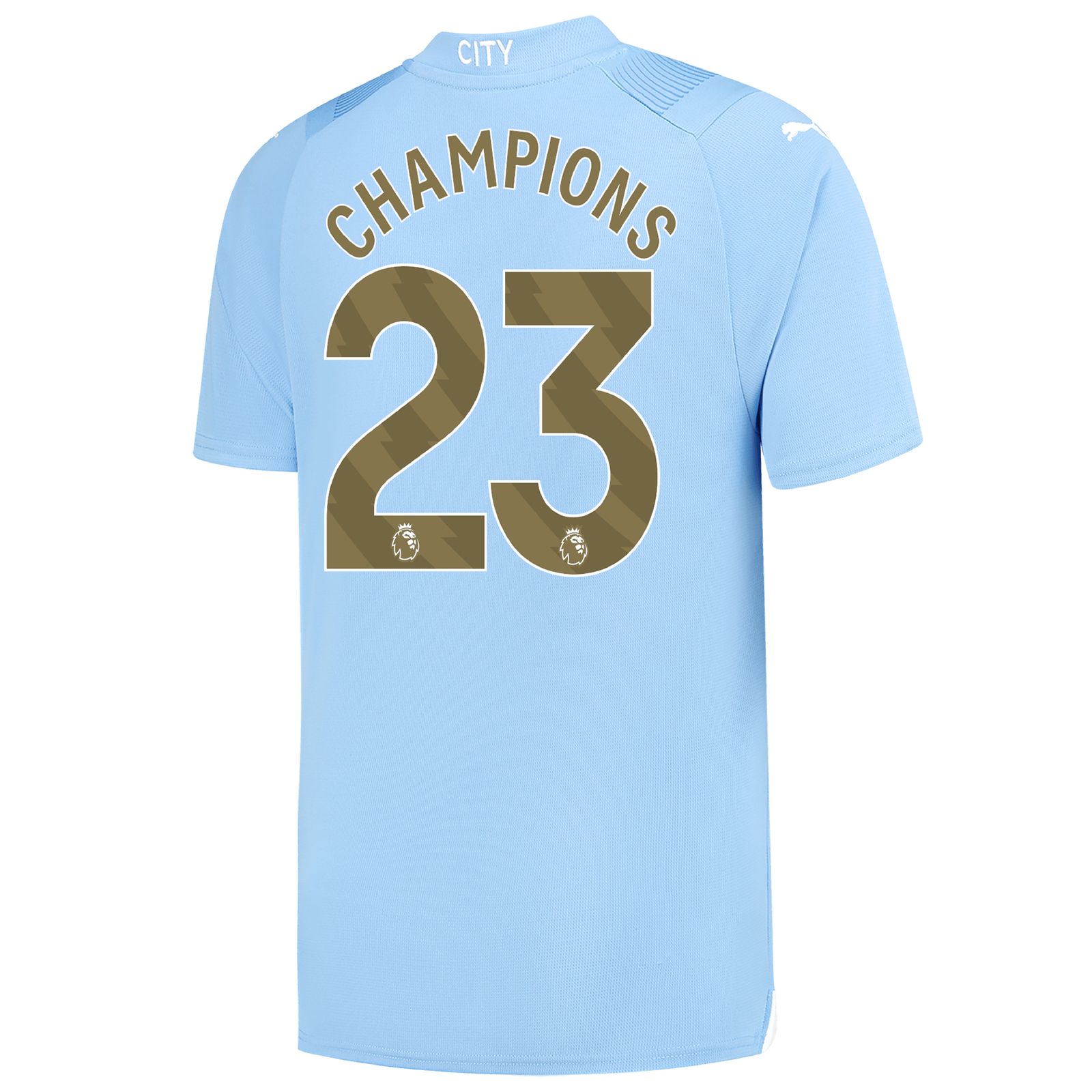 Manchester City Home Jersey 2023/24 with CHAMPIONS 23 printing