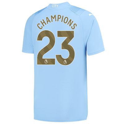 Manchester City Home Jersey 2023/24 with CHAMPIONS 23 printing