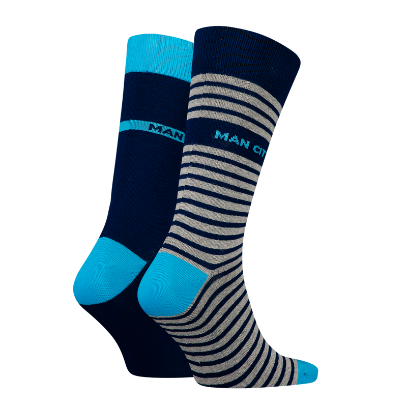 MCFC FW 2 PACK STRIPE SOCKS - navy