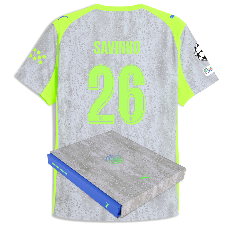 Man City 3rd Authentic Jersey 2025/26 With SAVINHO 26 Printing in Gift Box blue - Check out all Manchester City t-shirts online