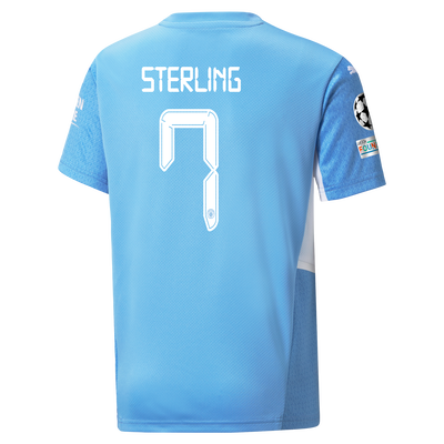 Kids Manchester City Home Shirt 21/22 with Raheem Sterling printing