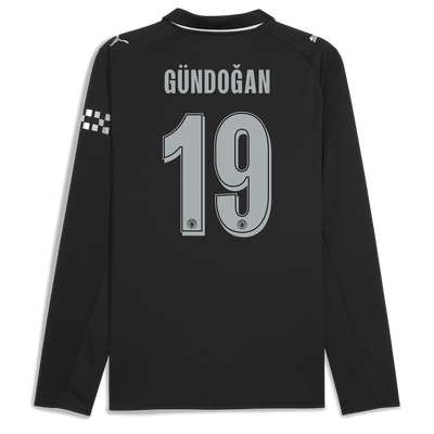 Manchester City Away Jersey 2025/26 Long Sleeve With GÜNDOĞAN 19 Printing
