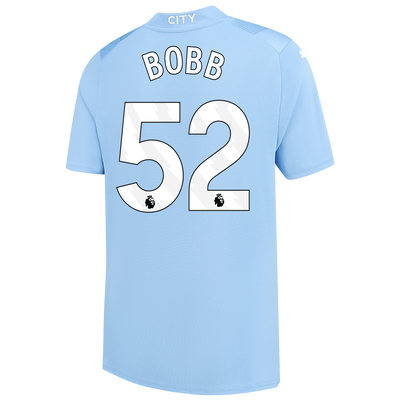 Kids' Manchester City Home Jersey 2023/24 with BOBB 52 printing
