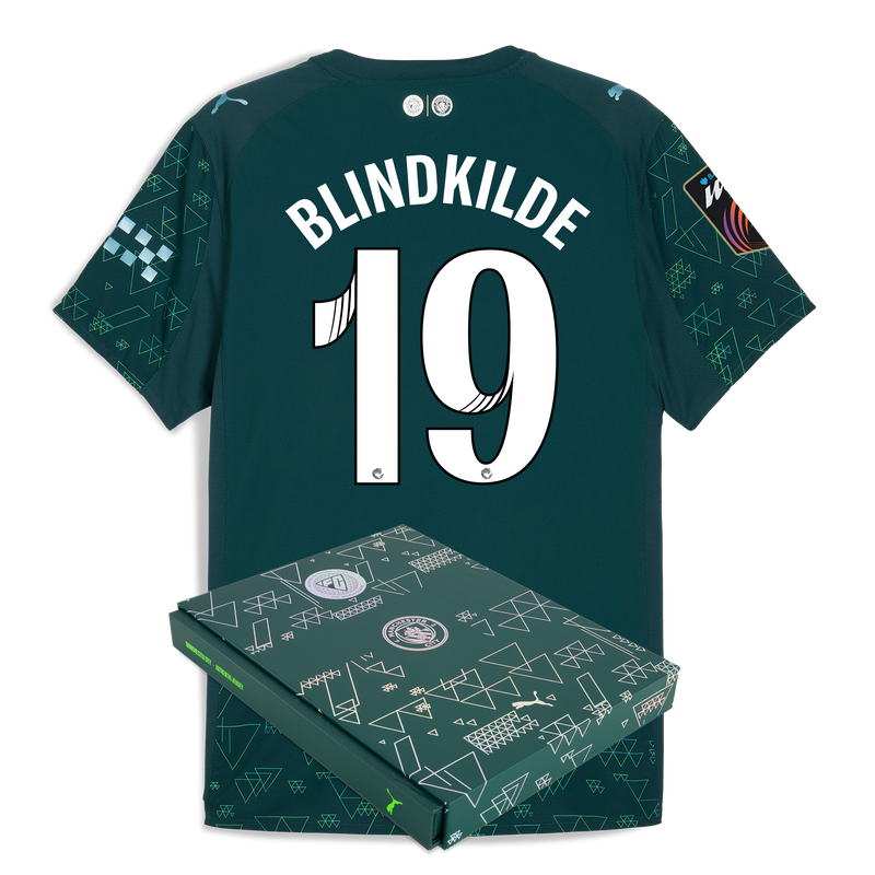 Man City EA SPORTS FC Authentic Jersey 2025/26 With BLINDKILDE 19 Printing in Gift Box green - Check out all Manchester City t-shirts online