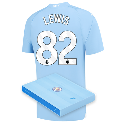 Camiseta Authentic 1ª Equipación Manchester City 2023/24 con estampado de LEWIS 82 en caja de regalo