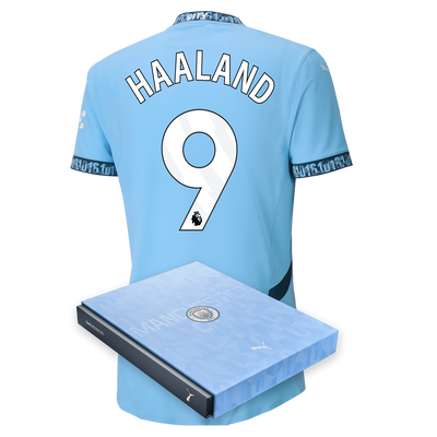 Manchester City Authentic Home Jersey 2024/25 with HAALAND 9 printing in Gift Box