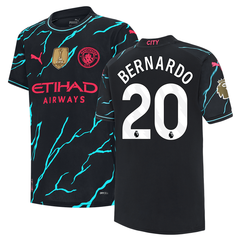 Kinder Manchester City 3. Trikot 2023/24 mit BERNARDO 20 Aufdruck Official Man City Store