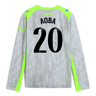 Kinder ManchesterCity Third Trikot 2025/26 mit langen Ärmeln mit AOBA 20 Druck