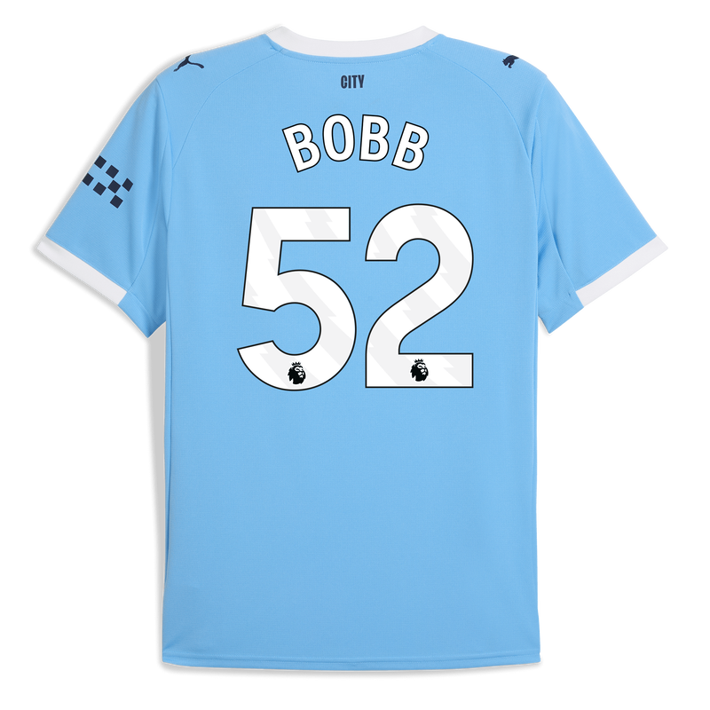 Man City Home Jersey 2025/26 With BOBB 52 Printing  blue - Size S from polyester for males  - Official Manchester City FC store