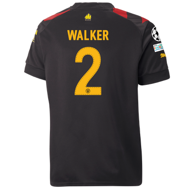 Kids' Manchester City Away Jersey 2022/23 with WALKER 2 printing