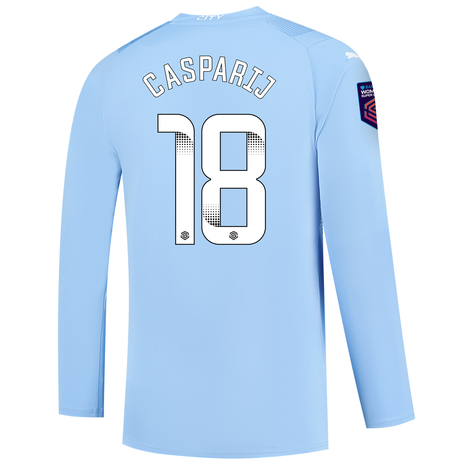 Manchester City Home Jersey 2023/24 Long sleeve with CASPARIJ 18 ...