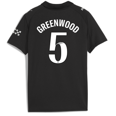 Kids' Manchester City Away Jersey 2025/26 With GREENWOOD 5 Printing