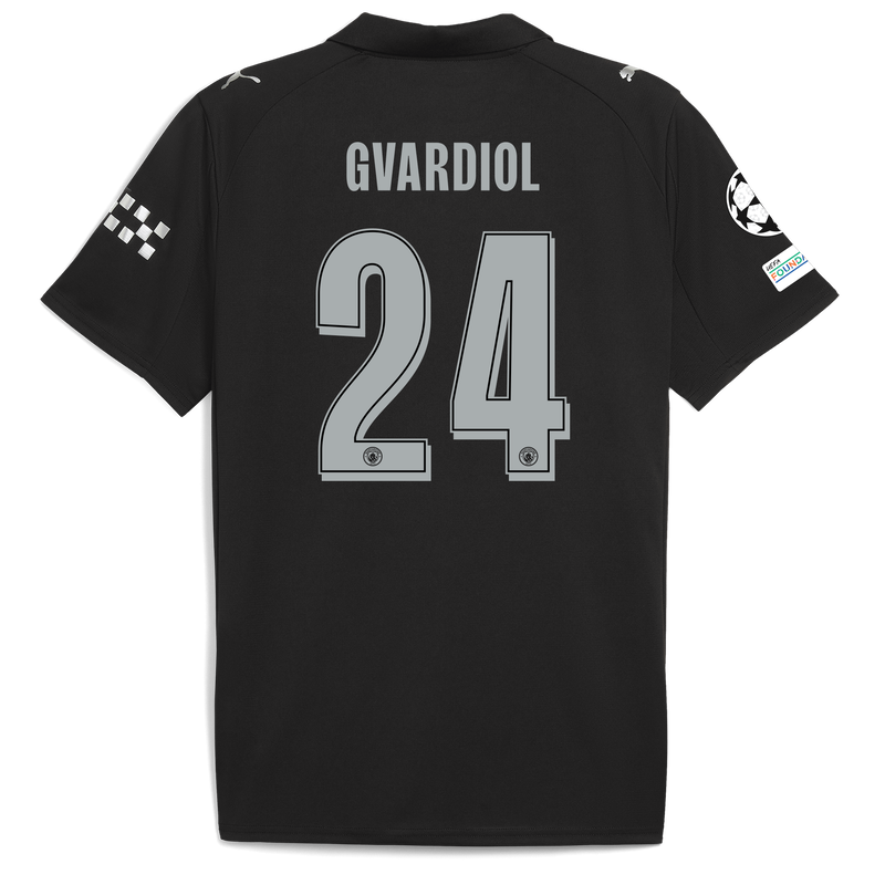 Man City Away Jersey 2025/26 With GVARDIOL 24 Printing black - Check out all Manchester City t-shirts online - Official Manchester City FC store