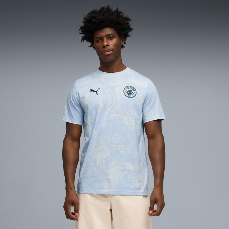 MCFC LW MENS FTBLCULTURE TEE AOP - Sea Glass-Tropical Blue