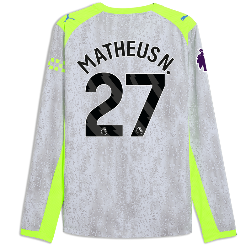 Man City 3rd Authentic Jersey 2025/26 Long Sleeve With MATHEUS N. 27 Printing blue - Check out all Manchester City t-shirts online
