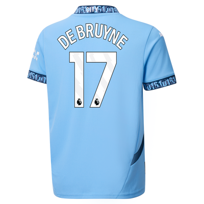 Kids' Manchester City Home Jersey 2024/25 With DE BRUYNE 17 Printing