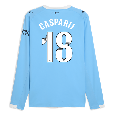 Maglia Home Authentic Manchester City 2025/26 a maniche lunghe con stampa CASPARIJ 18