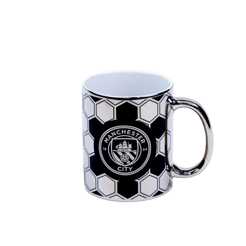 MCFC FOOTBALL PATTERN MUG - silver