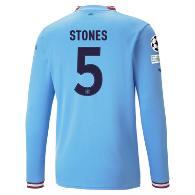 Manchester City Home Jersey 22/23 Long Sleeve with STONES 5 printing