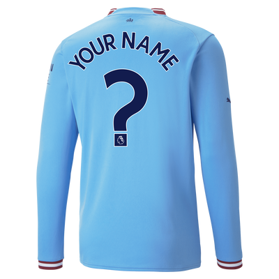 Manchester City Home Jersey 22/23 Long Sleeve with custom printing