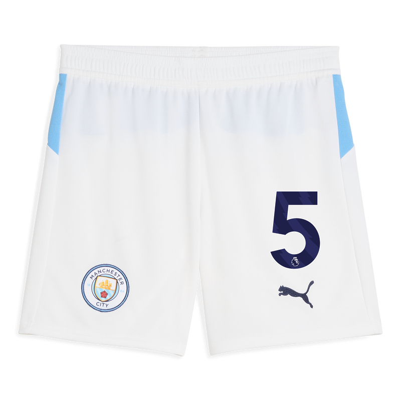 Kids' Man City Football Shorts 2025/26 with #5 white - Check out all Manchester City shorts online - Official Manchester City FC store