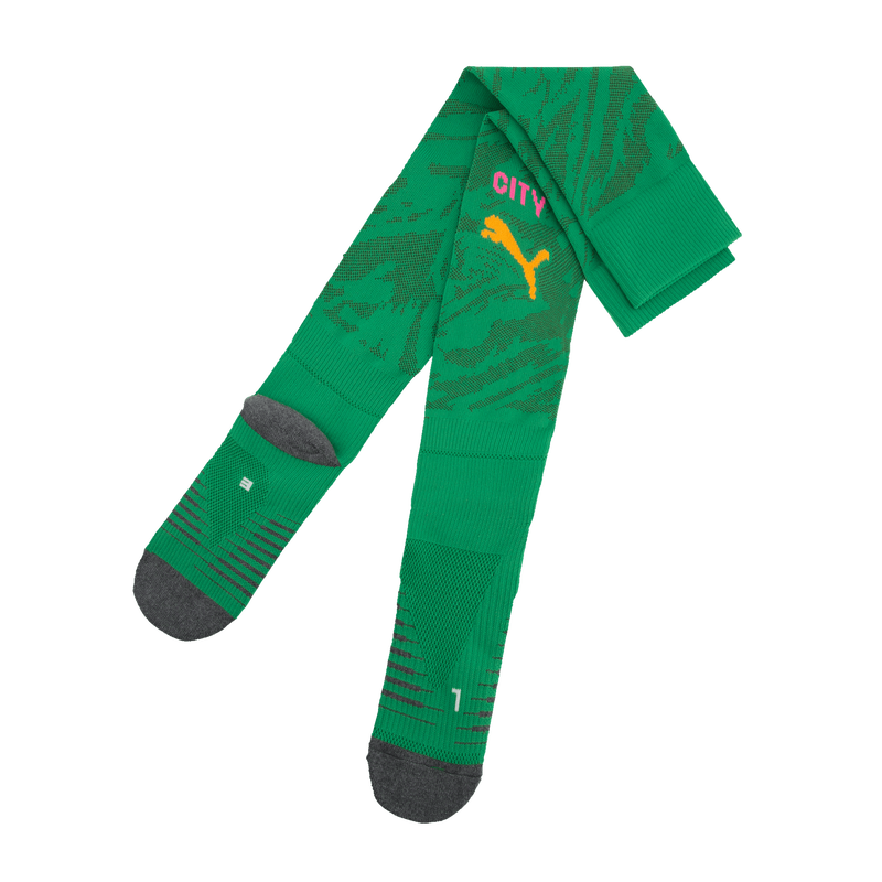 Kids' Man City Goalkeeper Socks 2025/26 green - Size 12k-2 from polyester for males  - Official Manchester City FC store
