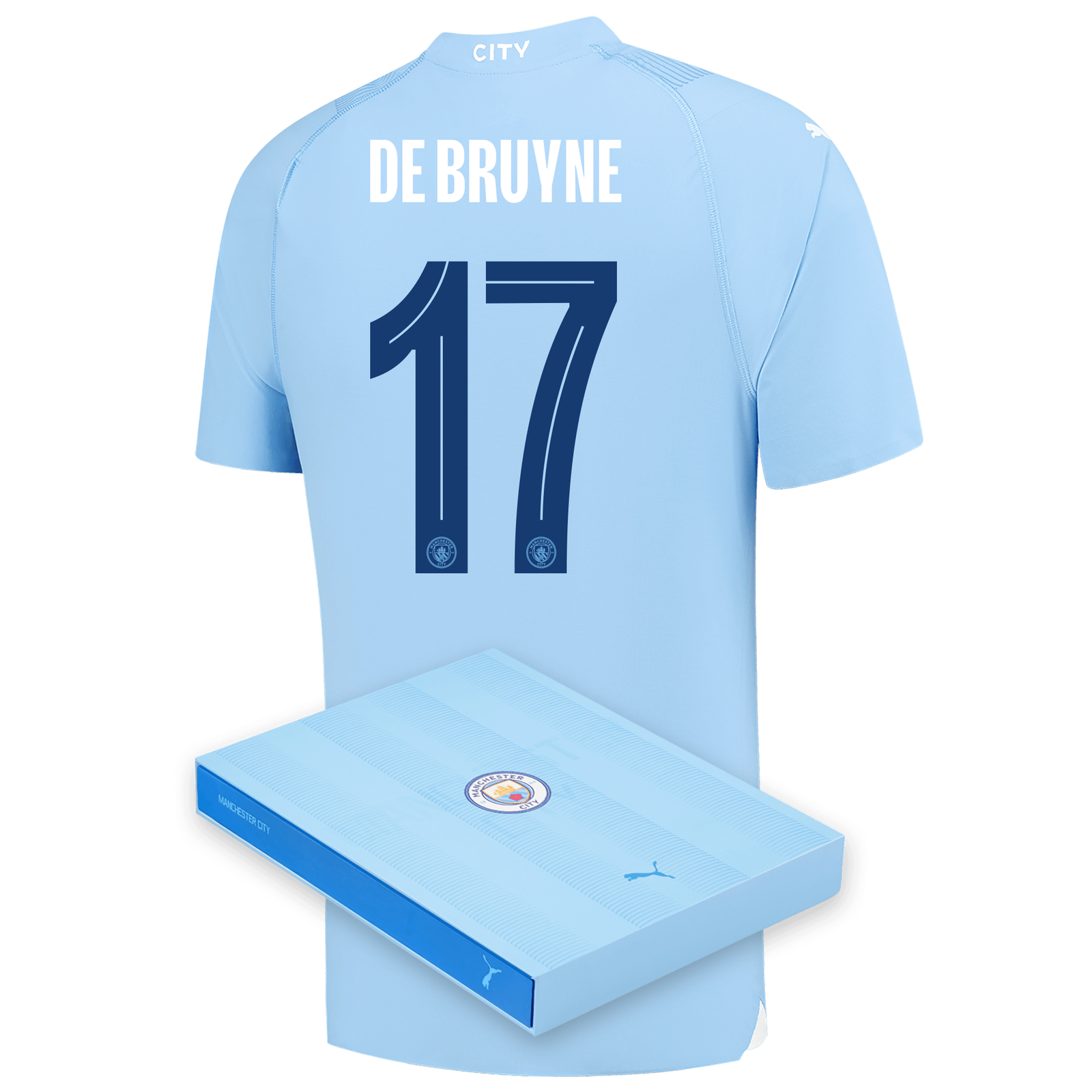 Manchester City Authentic Home Jersey 2023/24 with DE BRUYNE 17 printing in  Gift Box