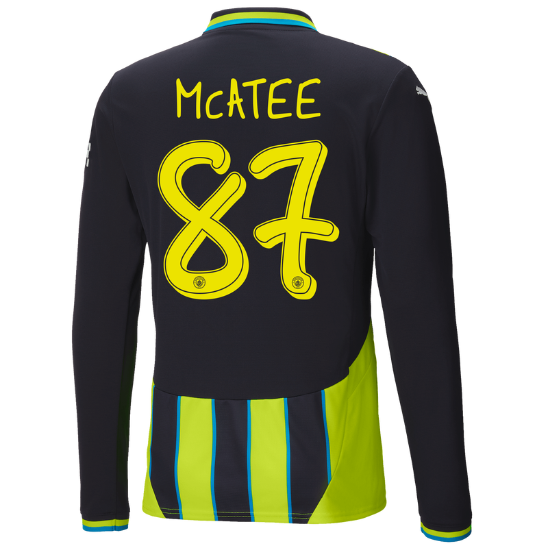 Man City Authentic Away Jersey 24/25 Long Sleeve With McATEE 87 Printing new navy - Size XL from polyester for males  - Official Manchester City FC store